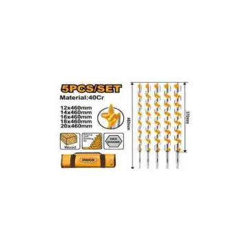 Kit de 5 broca para madera 12-14-16-18-20 x460mm