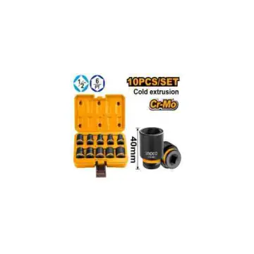 Jgo 10 pzas 1/2" dados impacto corto -10-12- 13-14-15-17-19-21-22- 24mm