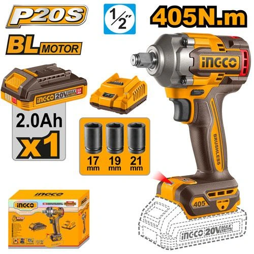Llave de impacto 405n BL 20V con 1 bateria 2a mas cargador en caja de carton CIWLI20455 herramienta disponible en RCS Santa Cruz