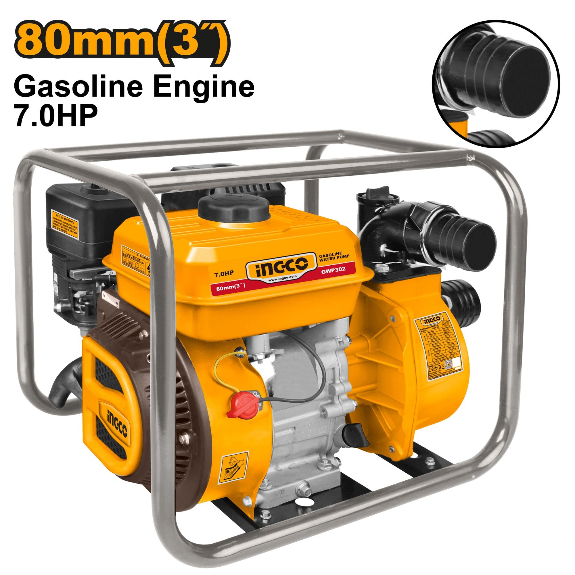 Motobomba de 3" motor a gasolina de 7hp-1000l/min - 32m altura 8 de succion-tanque de 3,6l GWP302 herramienta disponible en RCS Santa Cruz
