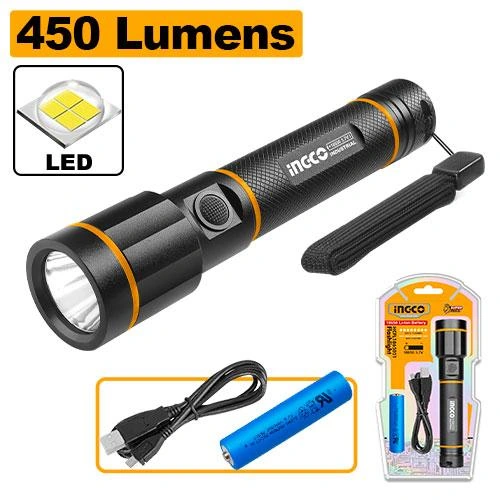 Linterna recargable de 450 ln de aluminio HCFL1865051 herramienta disponible en RCS Santa Cruz