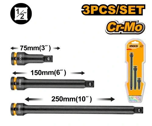 3 piezas de extenciones encastre½"- largo de 3",6"-10" HKISEB12031 herramienta disponible en RCS Santa Cruz