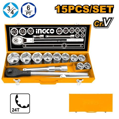 Juego de 15 piezas de llave tubo en caja metalica 3/4" HKTS034151 herramienta disponible en RCS Santa Cruz